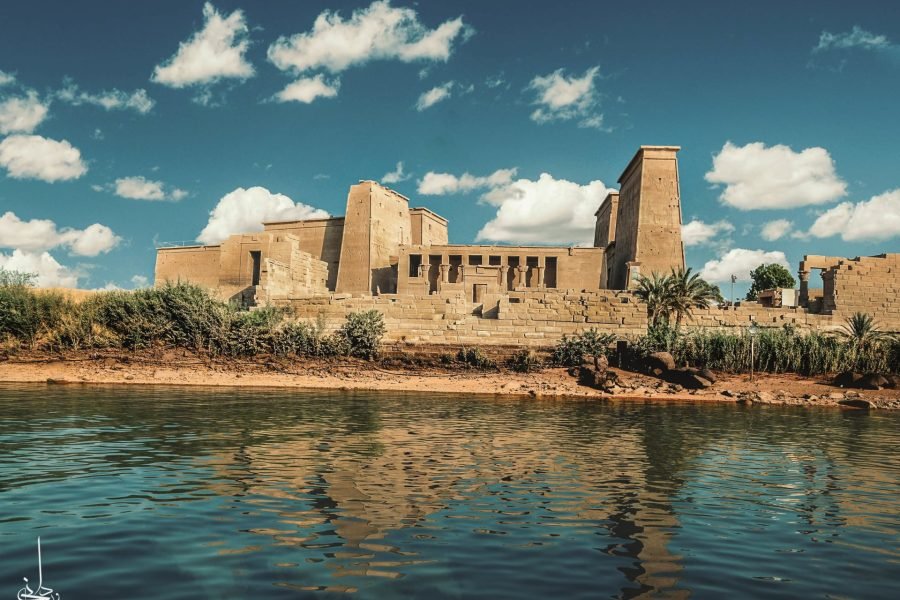High dam Philae island and unfinished obelisk
