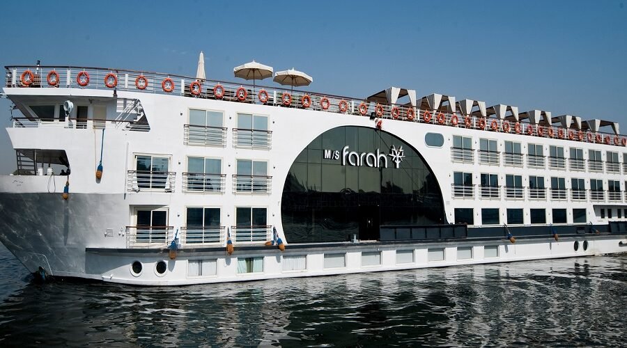A 5-star ship sailing on a 4 day 3 night Nile cruise from Aswan.